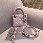 Lady dior patent leather pink and silver buckle matel chain 17cm - 1