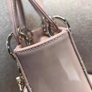 Lady dior patent leather pink and silver buckle matel chain 17cm - 2