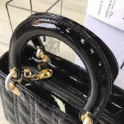 Uubags | Dior Lady 1603 Bag In Black Patent Leather With Gold Buckle 24x20x11cm - 3