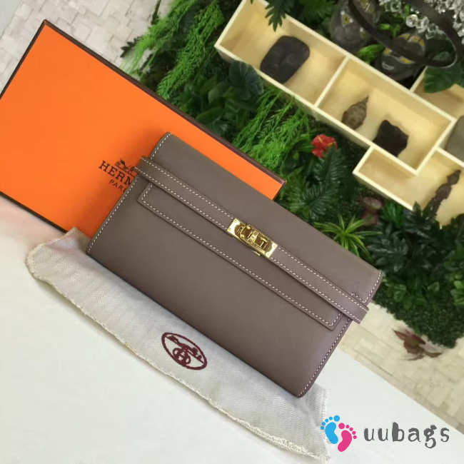 Hermès Kelly Clutch 2863 brown gold buckle 20cm - 1