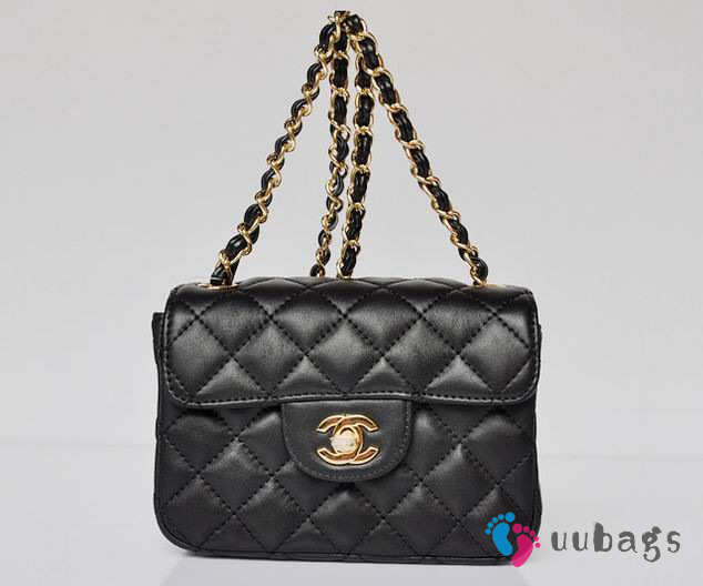 CHANEL 1112 Black Lambskin Leather Flap Bag With Gold Hardware - 1