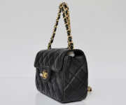 CHANEL 1112 Black Lambskin Leather Flap Bag With Gold Hardware - 2