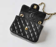 CHANEL 1112 Black Lambskin Leather Flap Bag With Gold Hardware - 3