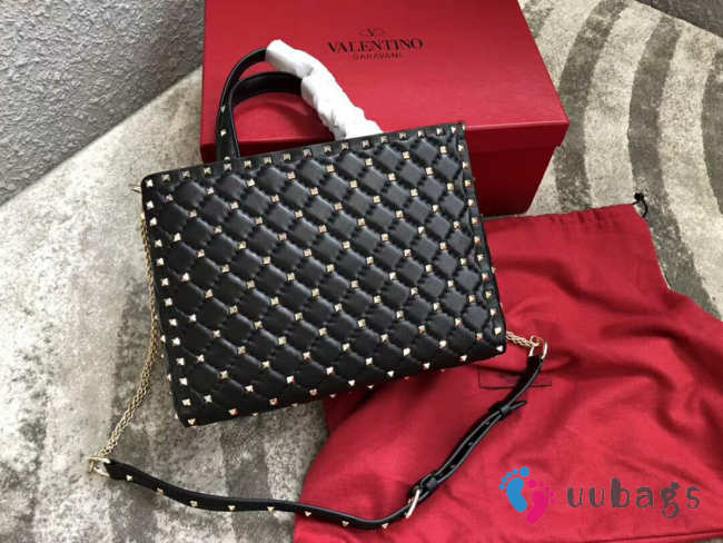 Valentino Candystud quilted leather tote 0061 black - 1