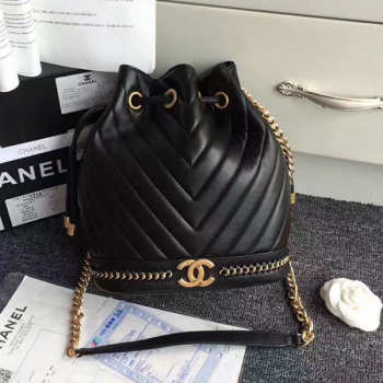 Chanel Lambskin Drawstring Bag Black A91885 VS03955