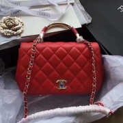 Chanel Lambskin Flap Bag with Top Handle Red A93752 VS09681 - 1