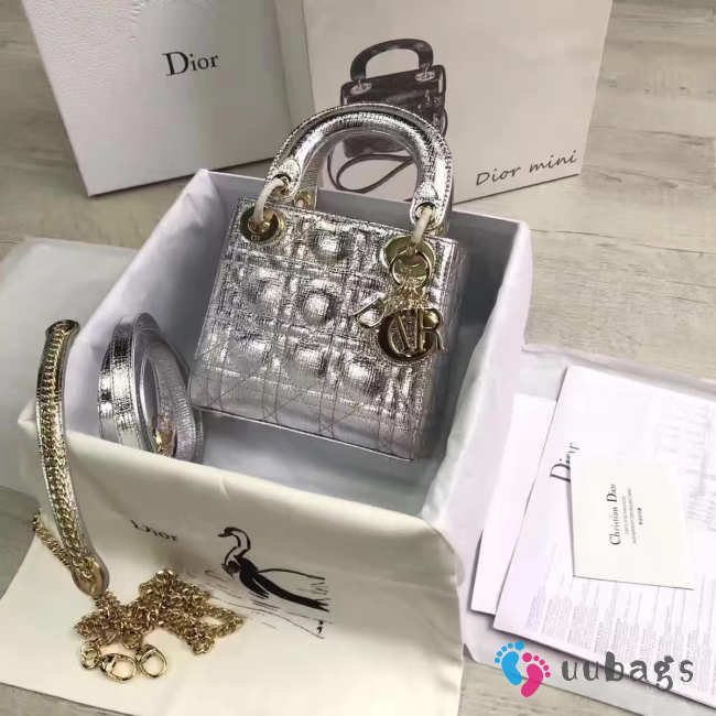 Lady dior shiny silver and gold buckle matel chain 17cm - 1