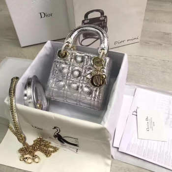 Lady dior shiny silver and gold buckle matel chain 17cm