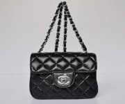 CHANEL 1112 Black Lambskin Leather Flap Bag With Silver Hardware - 1