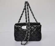 CHANEL 1112 Black Lambskin Leather Flap Bag With Silver Hardware - 5