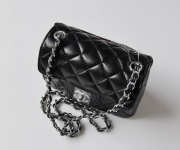 CHANEL 1112 Black Lambskin Leather Flap Bag With Silver Hardware - 4