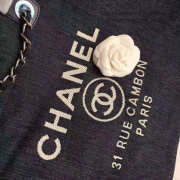 Chanel Navy Blue Canvas Large Deauville Shopping Bag A68046 VS01592 - 6