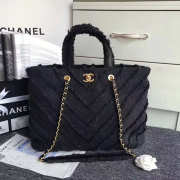 Chanel Black Canvas Patchwork Chevron Large Shopping Bag 260302 VS02391 - 1