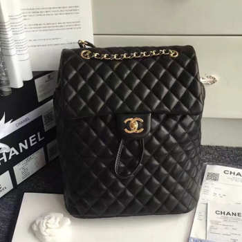 Chanel Lambskin Large Backpack Black Gold Hardware 170301 VS05666