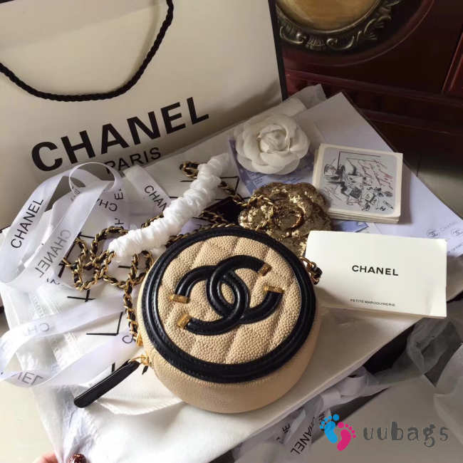 Chanel round cake Bag Beige 15cm - 1