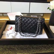 Chanel flap bag black caviar with silver buckle 25cm - 2