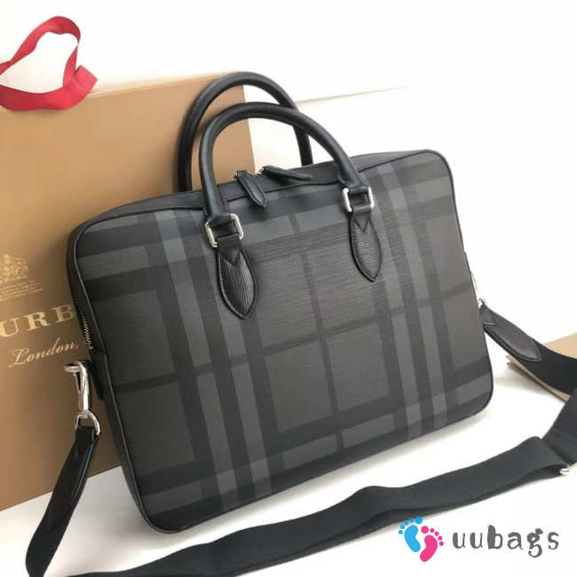 Burberry Large Briefcase from London Check Fabric Bag - 1