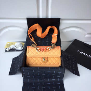 Chanel Flap Grained Calfskin Bag Orange AS0062