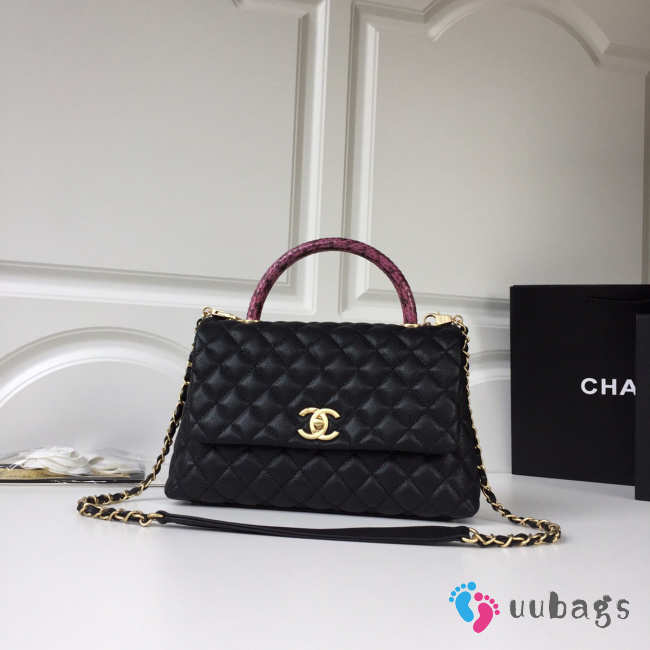 Chanel Flap bag with top handle Black&White&Wine - 1