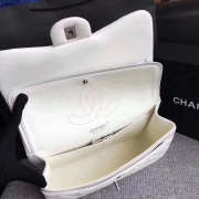 Chanel white lambskin flap bag with silver hardware 30cm  - 4