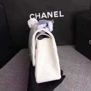 Chanel white lambskin flap bag with silver hardware 30cm  - 6