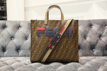 2019Fendi FF shopping bag blue logo 39cm