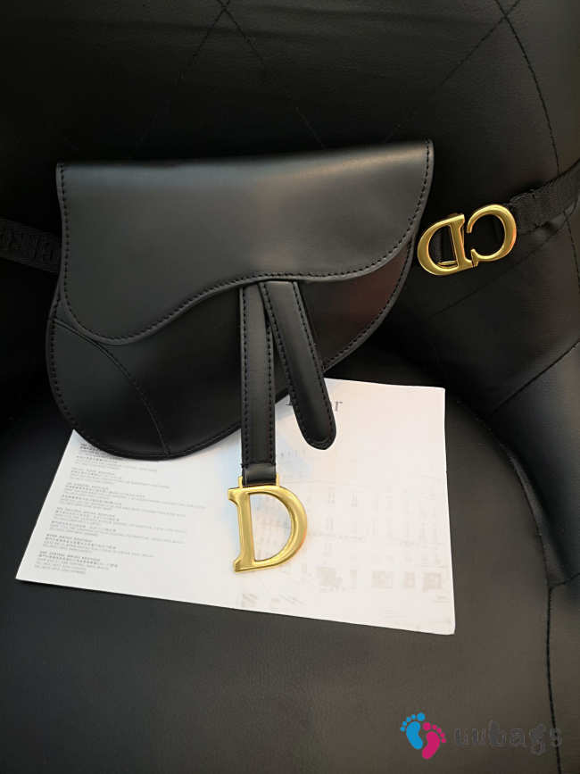 DIOR SADDLE CALFSKIN BELT BAG IN BLACK - 1