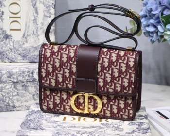 DIOR 30 MONTAIGNE DIOR OBLIQUE BAG BULE & RED