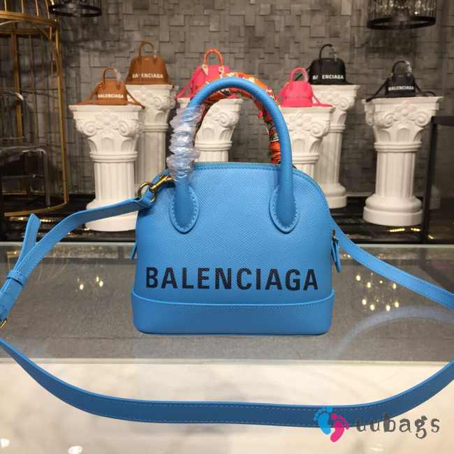 BALENCIAGA VILLE TOP HANDLE XXS BLUE BAG  - 1