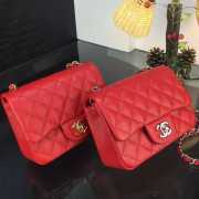 Chanel 17CM Mini Flap Red Bag Caviar Leather With Gold&Silver Hardware - 1