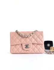 Chanel 20cm Classic Flap Bag Pink Caviar Leather sliver&gold hardware - 5