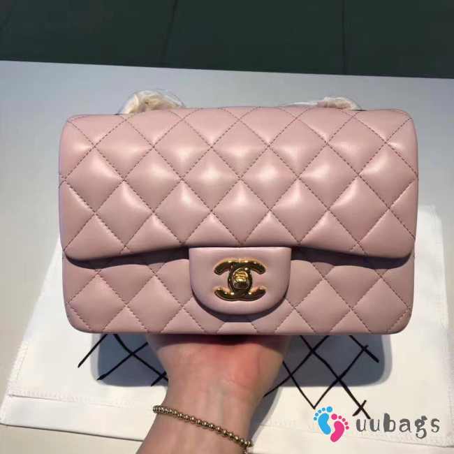 Chanel 20cm Classic Flap Bag Pink Lambskin Leather gold hardware - 1