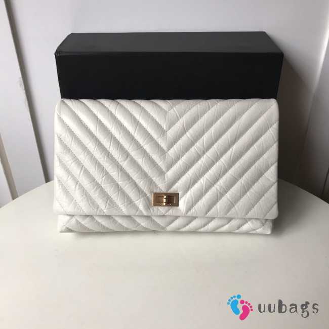 Chanel Palm print calfskin clutch White - 1