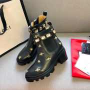 Gucci Embroidered leather ankle boot - 5