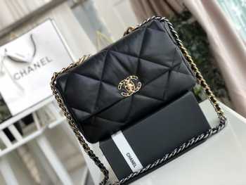  Chanel 19 Flap Medium Bag Black 30cm