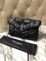 YSL LOULOU PUFFER MEDIUM BAG LAMBSKIN BLACK SILVER HARDWARE - 1