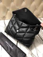 YSL LOULOU PUFFER MEDIUM BAG LAMBSKIN BLACK SILVER HARDWARE - 5