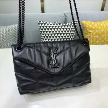 YSL LOULOU PUFFER MEDIUM BAG LAMBSKIN ALL BLACK