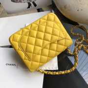 Chanel 17CM Mini Flap Yellow Bag Lambskin Leather With Gold&Silver Hardware - 3