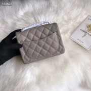 Chanel 17CM Mini Flap Grey Bag Caviar Leather With Silver Hardware - 6