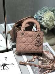 Lady Dior Matte Rattan print apricot pink buckle matel chain 17cm - 1