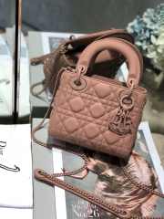 Lady Dior Matte Rattan print apricot pink buckle matel chain 17cm - 2