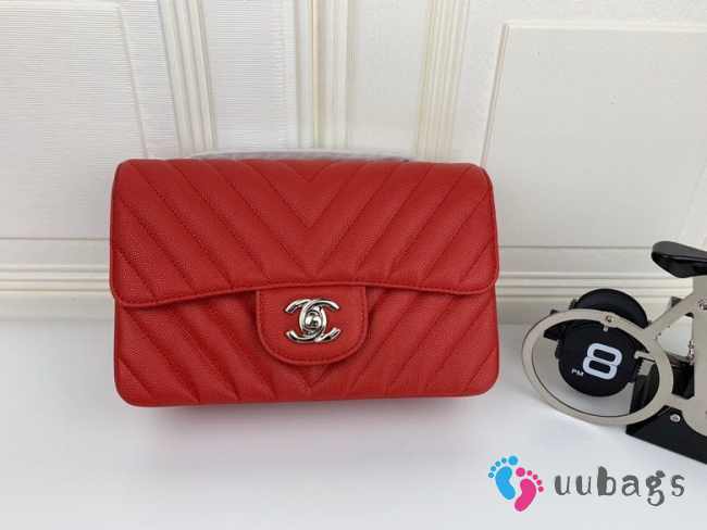 Chanel CF 20cm bag in red Caviar leather  - 1