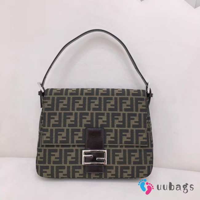 Fendi Zucca Mamma Baguette Shoulder Bag Black Brown - 1