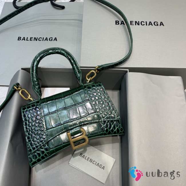 BALENCIAGA HOURGLASS XS TOP HANDLE BAG Green - 1