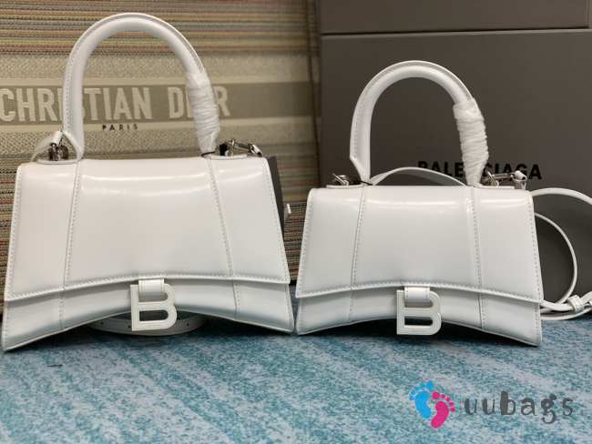 BALENCIAGA HOURGLASS XS/S TOP HANDLE BAG White - 1