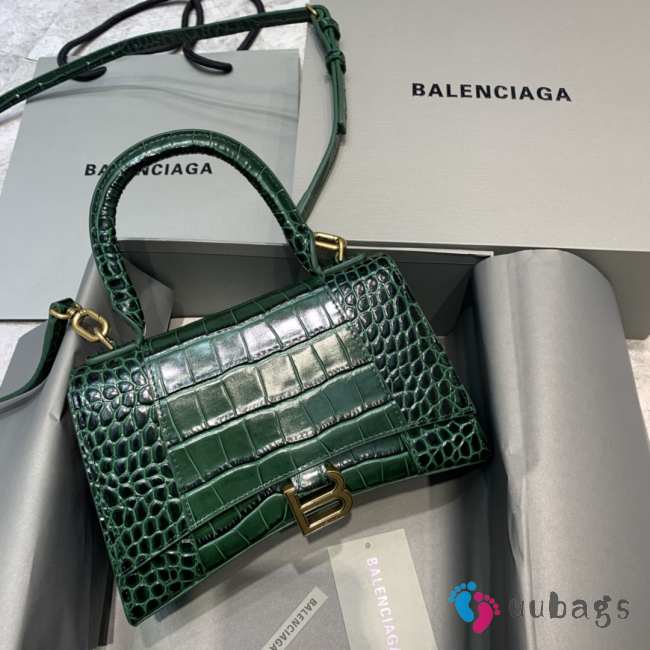 BALENCIAGA HOURGLASS SMALL TOP HANDLE BAG GREEN - 1