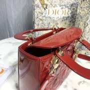 Lady Dior Patent Red leather 20cm  - 4