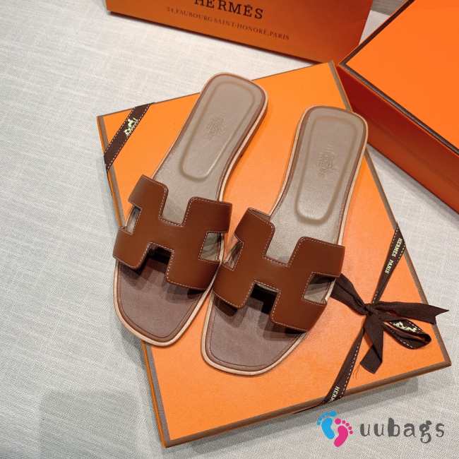 Hermes Slippers Brown - 1