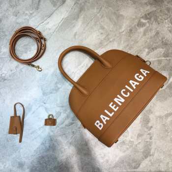 Balenciaga Ville Top Handle Bag Brown/White